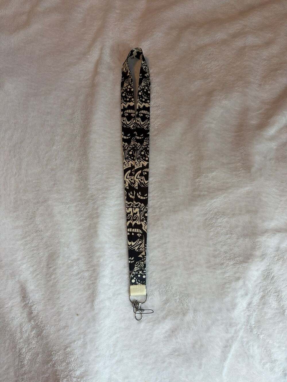 Black and White Gengar Evolution Pattern Neck Lanyard